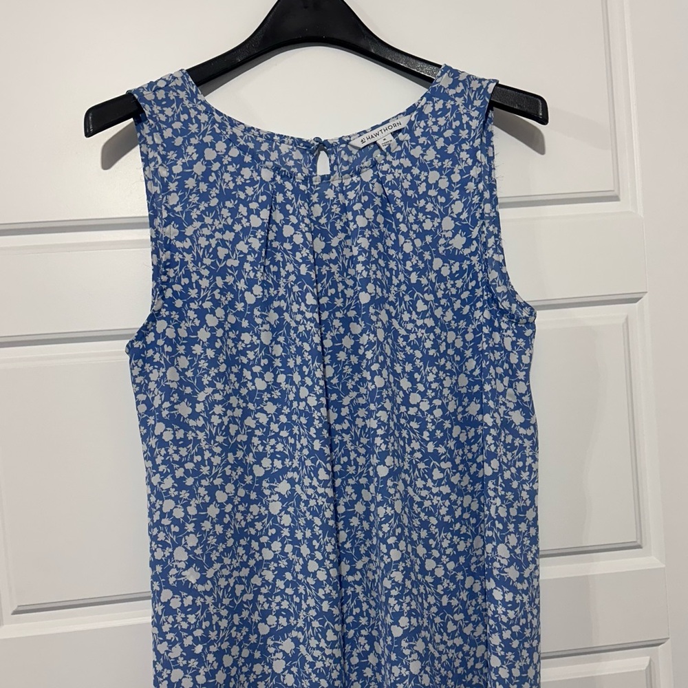 41 Hawthorn Floral Patterned Dress in Blue and White